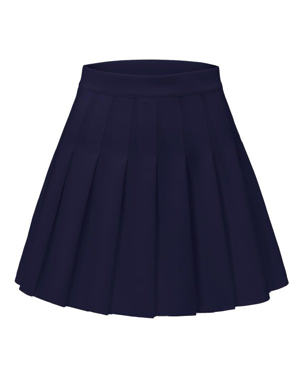 Womens Stretchy Pleated Mini Skirt Comfort High Waist Cheerleader School Uniform Skirt