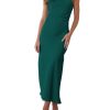 Satin High Neck Backless Sleeveless Midi Dresses for Women Elegant Mock Neck High Waist Cross Back Cocktail Dress