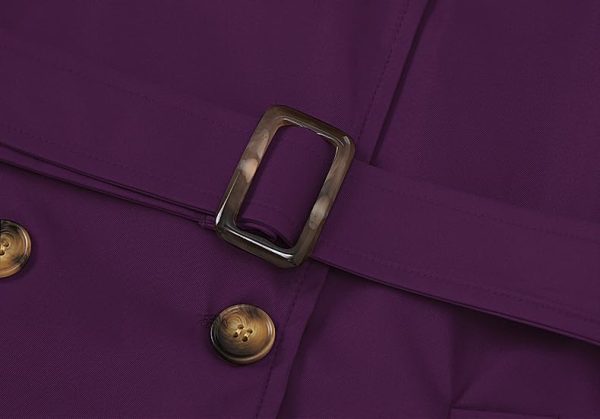 Women's Double Breasted Long Trench Coats Mid-Length Belted Overcoat Dress Jacket with Detachable Hood