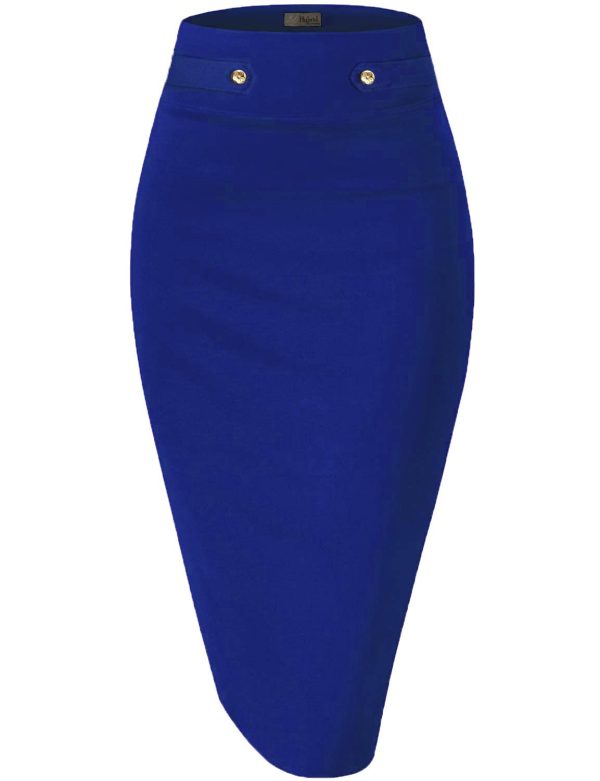 Womens Pencil Skirt Premium Nylon Ponte Stretch Office Made in The USA Below Knee
