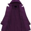 Women's Double Breasted Long Trench Coats Mid-Length Belted Overcoat Dress Jacket with Detachable Hood