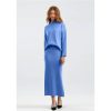 Elegant Knitted Turtleneck Sweater + Two Piece Skirt Set Womens Casual Loose Warm Tracksuits Solid Color Suits
