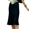 Mulberry Silk Skirts for Women Midi Length Elegant Skirt Slit Dresses Casual Party Sexy High Waist Dress
