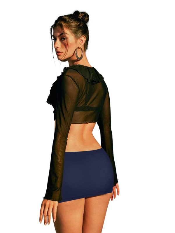 Black Mini Skirt for Women- Above Knee Elastic Waist Basic Mini Pencil Womens Skirts Bodycon Made in USA