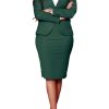 Women's Fashion 2 Piece Professional Suit Business Outfits Casual Long Sleeve Blazer and Pencil Skirt Set