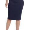 Women's High Waist Stretch Pencil Skirt Knee Length Bodycon with Back Slit for Business Casual
