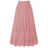 Women's Pleated Skirt Chiffon Elastic Waist A-Line Midi Length Skirt