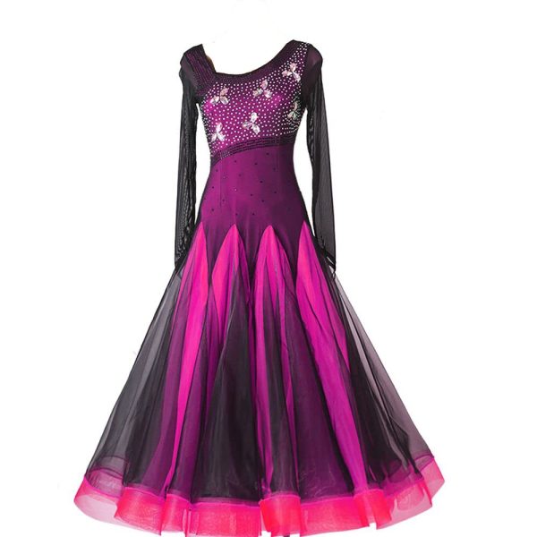 Diamond-Studded Large Swing Skirt New Modern Dance Dress Performance Competition Clothing National Standard Dance