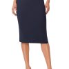 Women's High Waist Stretch Pencil Skirt Knee Length Bodycon with Back Slit for Business Casual