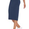 Women's High Waist Tummy Control Pencil Skirts Stretchy Bodycon Midi Skirt Below Knee with Back Slit
