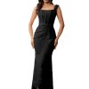 Elegant Lace Bodycon Fishtail Dress Wedding Guest Fishbone Shoulder Strap Ruched Midi Party Dress for Women