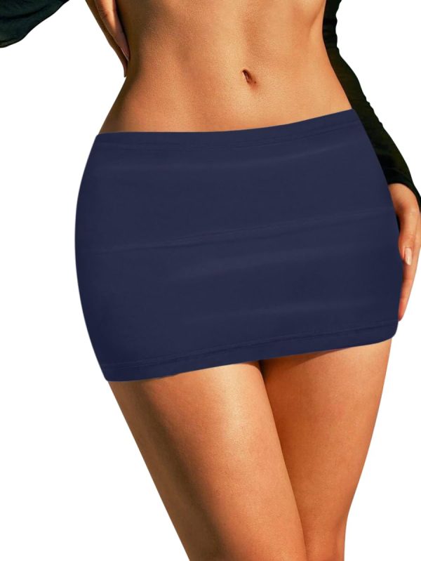 Black Mini Skirt for Women- Above Knee Elastic Waist Basic Mini Pencil Womens Skirts Bodycon Made in USA