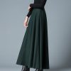 Women's Long Maxi Woolen A Line Skirt Autumn Winter Plaid Skirt