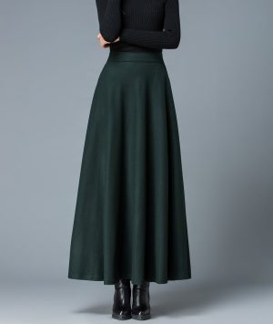 Women's Long Maxi Woolen A Line Skirt Autumn Winter Plaid Skirt