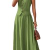2 Piece Linen Sets for Women Summer Outfit,V-Neck Vest Top & Flowy Maxi Skirt