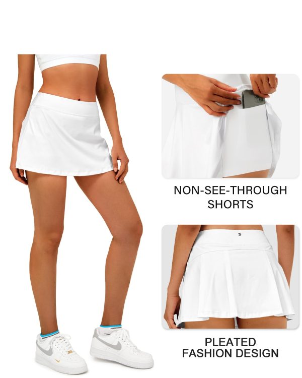 Women Tennis Skirt Golf Skorts Athletic High Waisted with Pockets Inner Shorts Sport Workout Pleated Pickleball