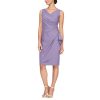 Women's Slimming Short Ruched Dress with Ruffle (Petite and Regular)