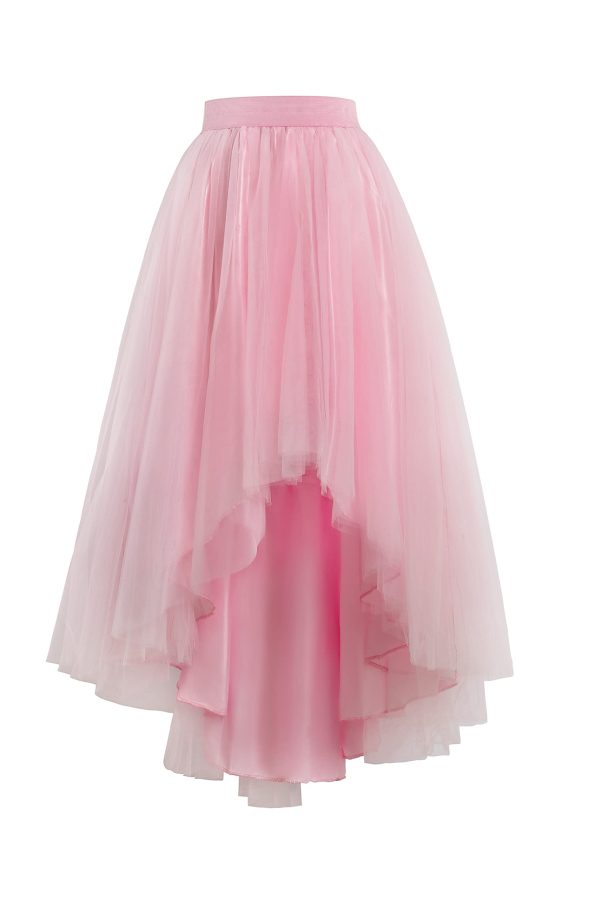 High Low Tulle Skirt for Women Lace up Wedding Party Prom Cocktail Mesh Long Tulle Skirt