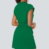 Womens Two Piece Skirt Sets Tennis Outfits Casual Cap Sleeve Lapel Shirt Summer Athletic Sport Short Skort Set