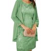 Sequin Dress for Women Knee Length Mother of the Bride Dresses Formal Dress Two Piece Dress with Chiffon Jacket