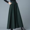 Women's Long Maxi Woolen A Line Skirt Autumn Winter Plaid Skirt