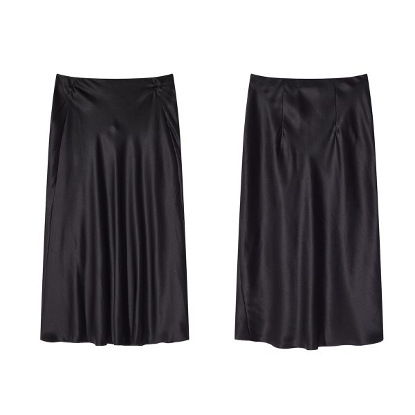 Mulberry Silk Skirts for Women Midi Length Elegant Skirt Slit Dresses Casual Party Sexy High Waist Dress
