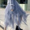 Women's Tulle Skirt Formal High Low Asymmetrical Midi Length Elastic Waist Tutu Layered Puffy Fairy Skirts