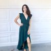 2025 Women's Spring Summer Boho Floral Print V-Neck Faux Wrap Maxi Dress for Wedding Guest, Graduation, Party