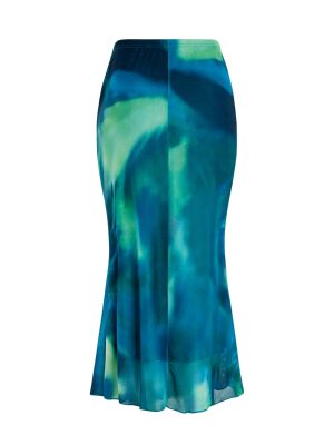Women's Midi Skirt Mesh Tie Dye High Waisted Bodycon Fishtail Skirt