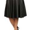 Women's Leather Skirt Genuine Lambskin Pure Leather A-Line Flare Knee Length Skirt BS018