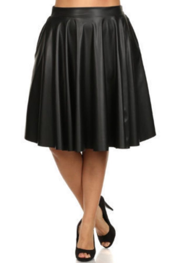 Women's Leather Skirt Genuine Lambskin Pure Leather A-Line Flare Knee Length Skirt BS018