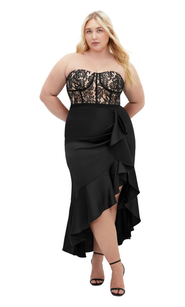 Women's Plus Size Lace Ruffle Dress