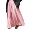 Womens Satin High Waist Elastic Midi Skirt Satin Maxi Skirt Silk Elegant Long Trendy A-Line Midi Skirts