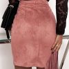 Fringe Suede Skirt for Women High Waisted Tassel Short Mini Skirt