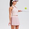 Pleated Tennis Skirt Set for Women Two Piece Workout Golf Outfits Pickleball Athletic Skort with Pockets
