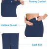 Women's High Waist Tummy Control Pencil Skirts Stretchy Bodycon Midi Skirt Below Knee with Back Slit