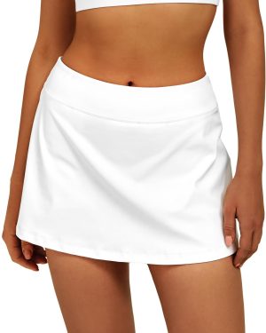 Women Tennis Skirt Golf Skorts Athletic High Waisted with Pockets Inner Shorts Sport Workout Pleated Pickleball