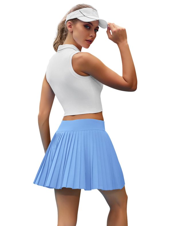 Womens Pleated Tennis Skirts with Pocket Shorts High Waisted Skorts Lightweight Golf Skirt Flowy Athletic Skort