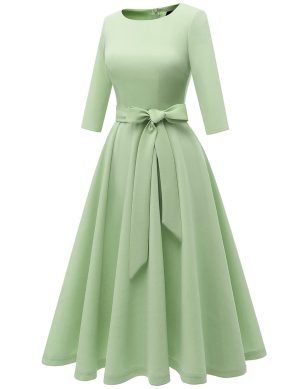Cocktail Dresses for Women, Vintage Wedding Guest 3/4 Sleeves Formal Church Dress, Summer 2025