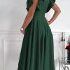Summer Midi Dress 2025 Spring Ruffle Sleeve V Neck Cocktail Wedding Guest A Line Fit and Flared Dresses