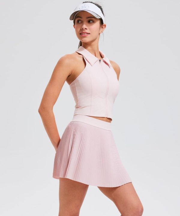 Pleated Tennis Skirt Set for Women Two Piece Workout Golf Outfits Pickleball Athletic Skort with Pockets