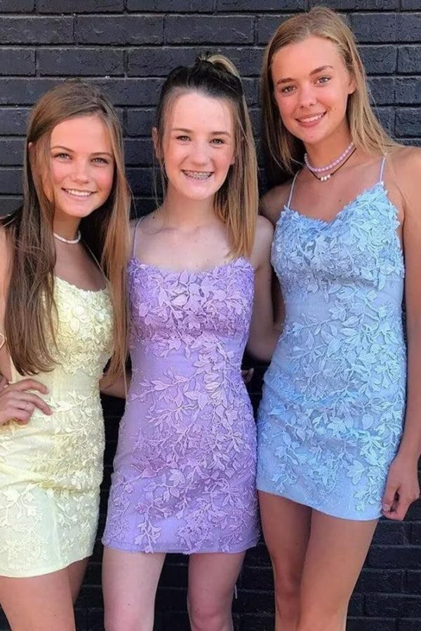 Short Tight Homecoming Dresses for Teens Lace Short Prom Dress Cocktail Gowns YZTS042