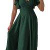 Summer Midi Dress 2025 Spring Ruffle Sleeve V Neck Cocktail Wedding Guest A Line Fit and Flared Dresses