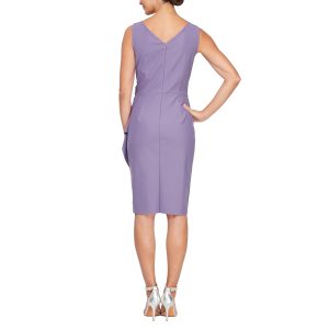 Women's Slimming Short Ruched Dress with Ruffle (Petite and Regular)