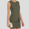 Womens Two Piece Blazer Outfits Skirt Set Button Down Vest Short Skort Crew Neck Summer Business Casual Suit