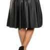 Women's Leather Skirt Genuine Lambskin Pure Leather A-Line Flare Knee Length Skirt BS018