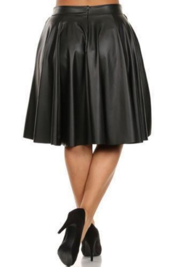 Women's Leather Skirt Genuine Lambskin Pure Leather A-Line Flare Knee Length Skirt BS018