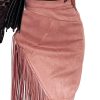Fringe Suede Skirt for Women High Waisted Tassel Short Mini Skirt