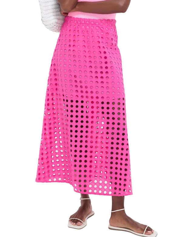 2025 Summer Casual Long Skirt for Women Cotton Eyelet Beach Maxi Skirt with Underneath