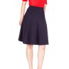 High-Waisted Cotton Blend Skirt with Pockets - Knee Length A-line Flare for Business and Casual Wear